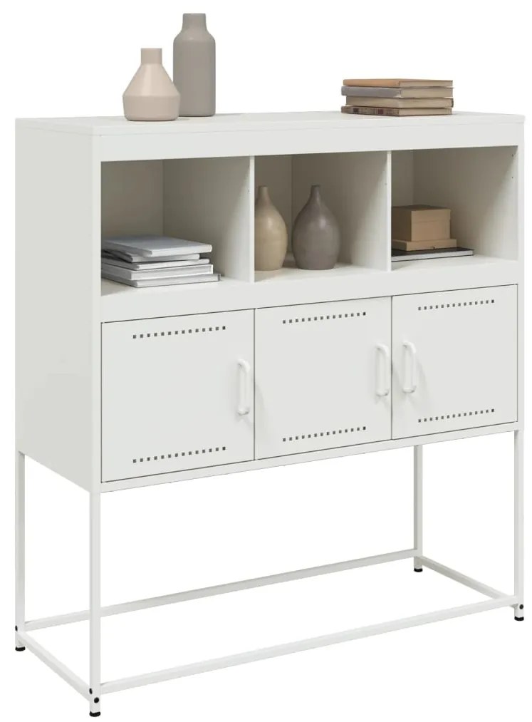 Credenza bianca 100,5x39x107 cm in acciaio laminato a freddo