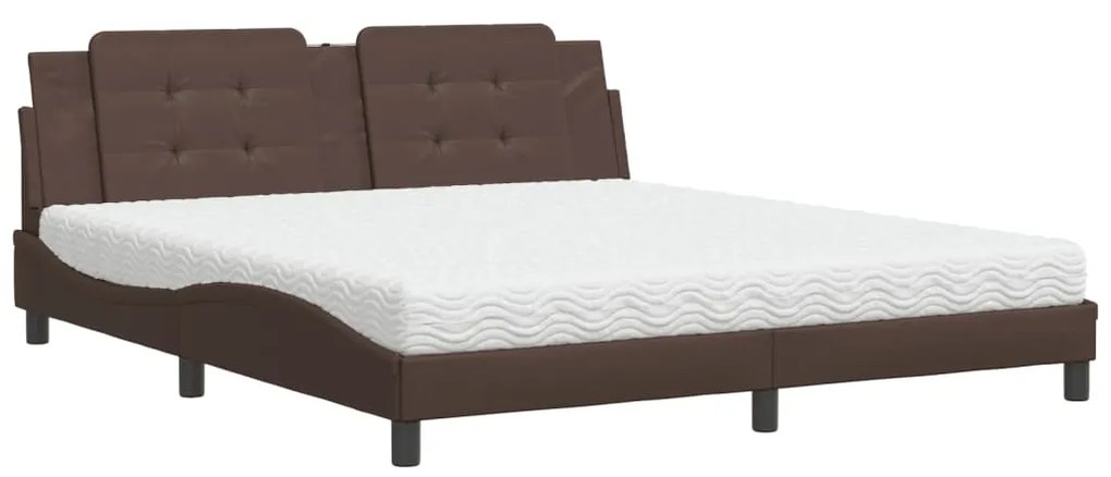 Letto con materasso marrone 180x200cm in similpelle