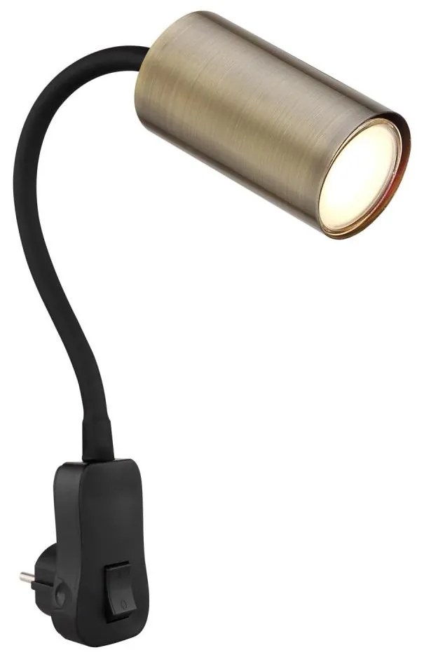 Globo 57911DPM - Applique con spina integrata ROBBY 1xGU10/25W/230V nero/ottone