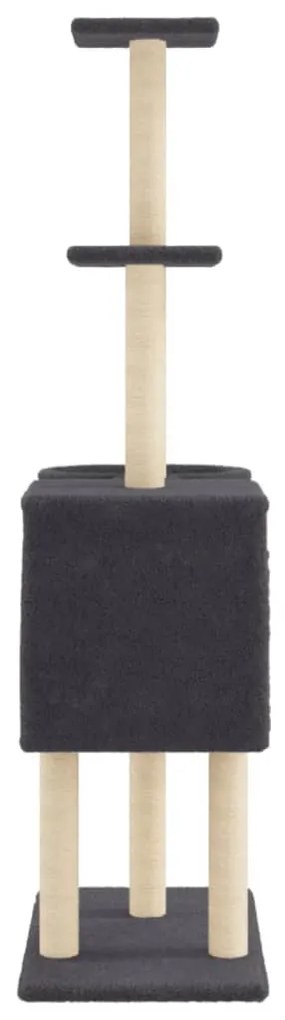 Albero per gatti con tiragraffi in sisal grigio scuro 145 cm