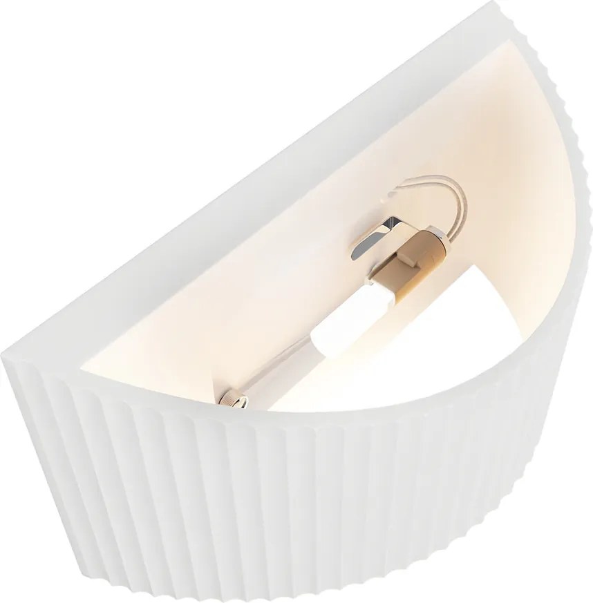 Applique Curva da Parete G9 Rigata in Gesso Pitturabile