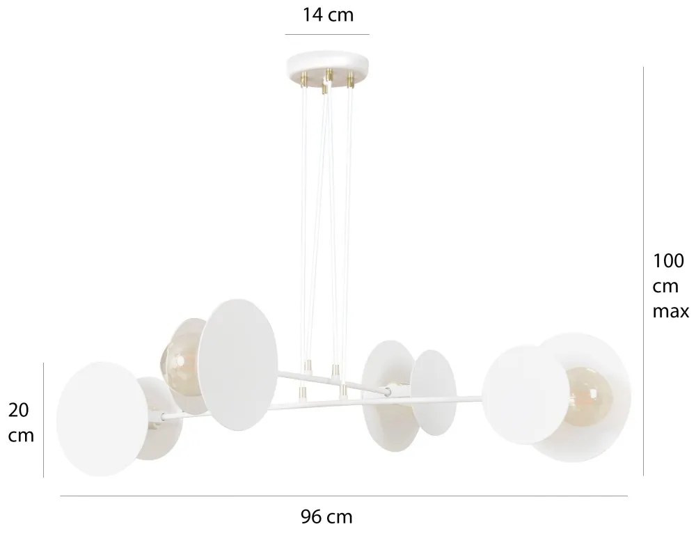 Lampadario a Sospensione in Acciaio IDEA 4 Nero/Bianco 4xE27 Colore del corpo Bianco