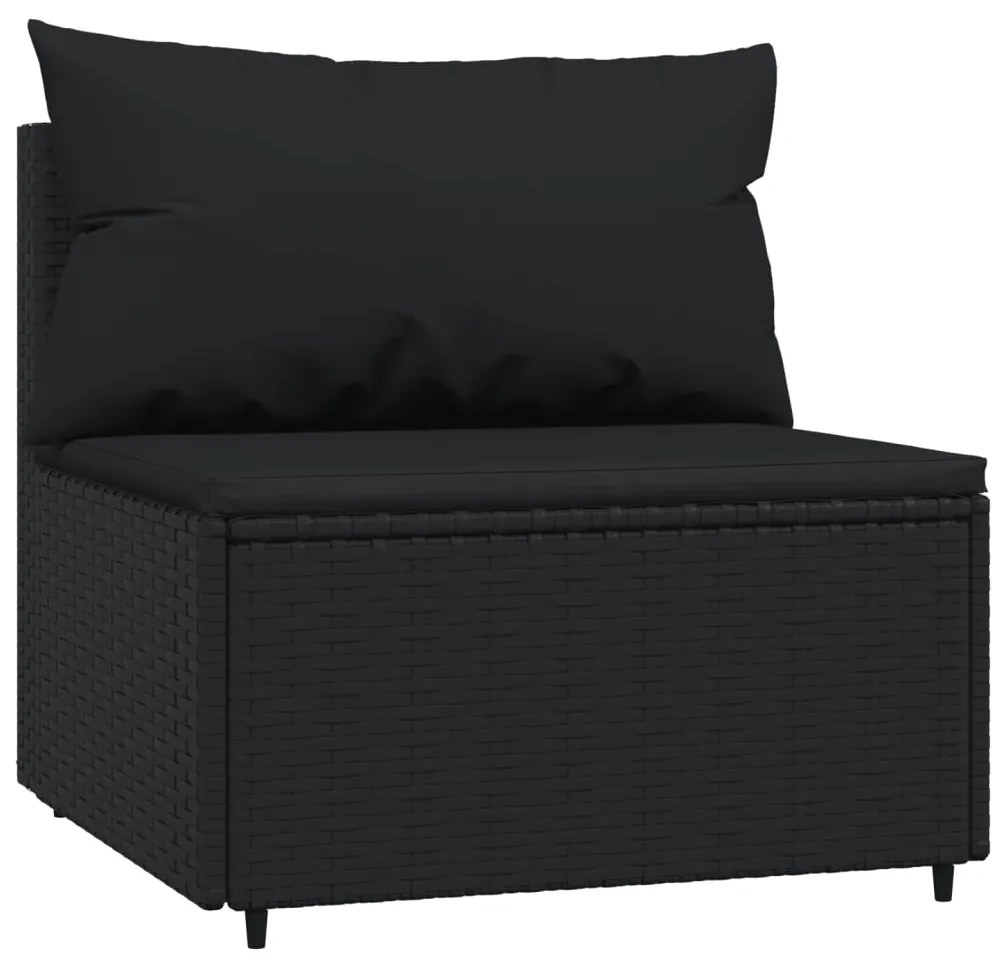 Set Divani da Giardino 4 pz con Cuscini Nero in Polyrattan