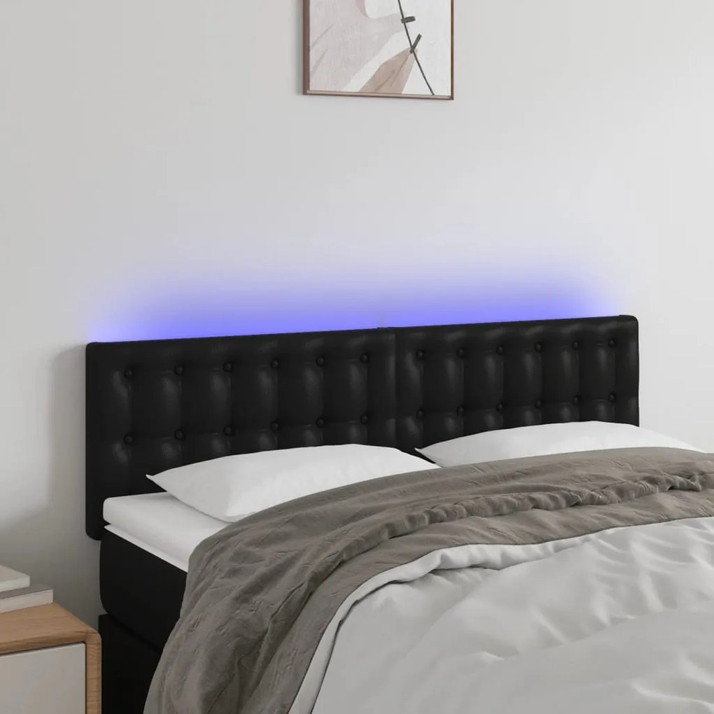 Testiera A Led Nera 144x5x78/88 Cm İn Similpelle /