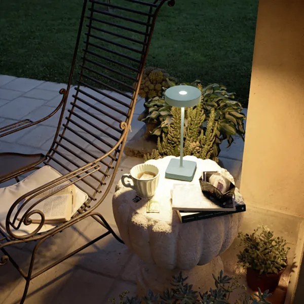 Lampada tavolo senza fili LED ricaricabile USB touch TAP Salvia 12x32 cm