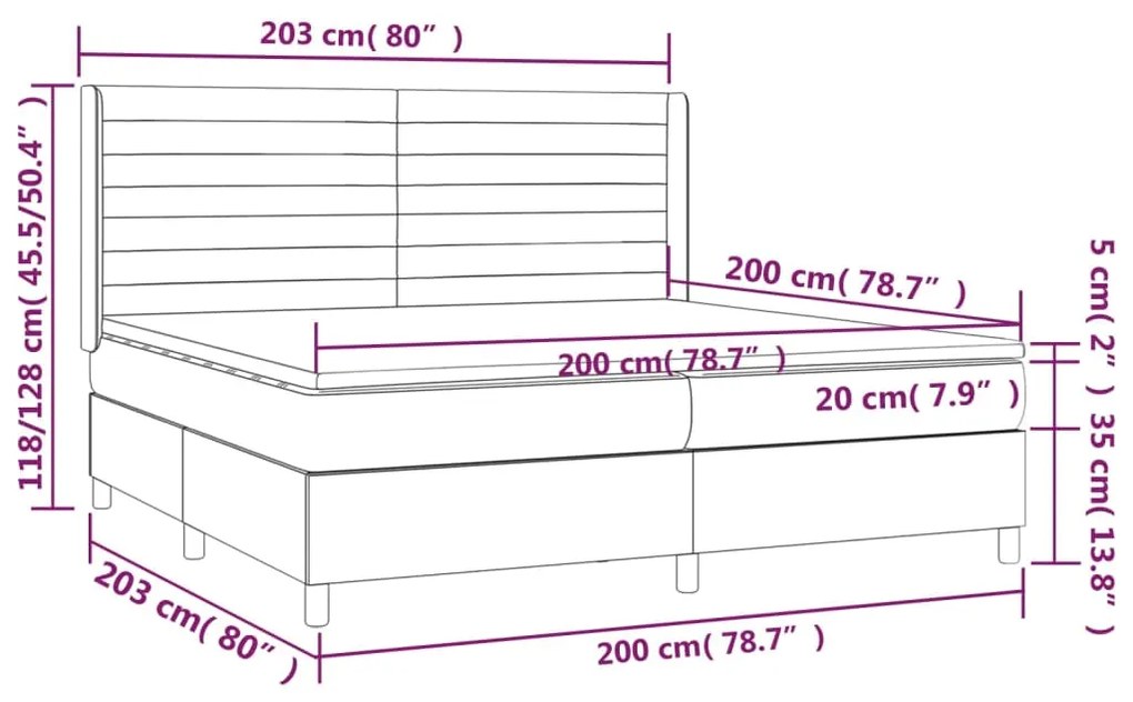 Giroletto a Molle con Materasso Crema 200x200 cm in Tessuto