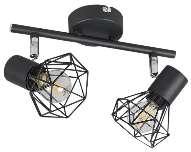 Faretto orientabile Art Déco nero 2 luci - Mosh 2