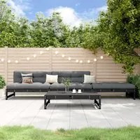 Set Salotto da Giardino 4 pz Nero in Legno Massello di Pino 3186596