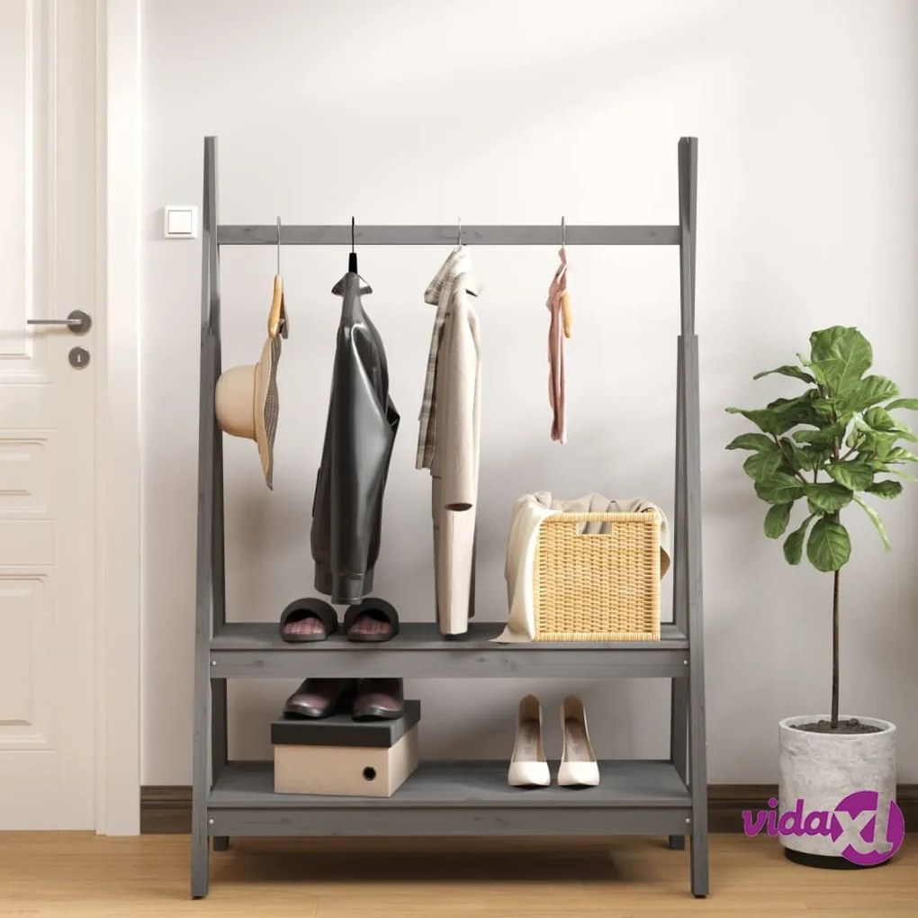 vidaXL Appendiabiti Grigio 100x45,5x150 cm Legno Massello di Pino