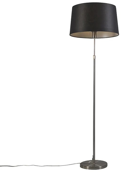Lampada da terra in acciaio con paralume nero 45 cm regolabile - Parte