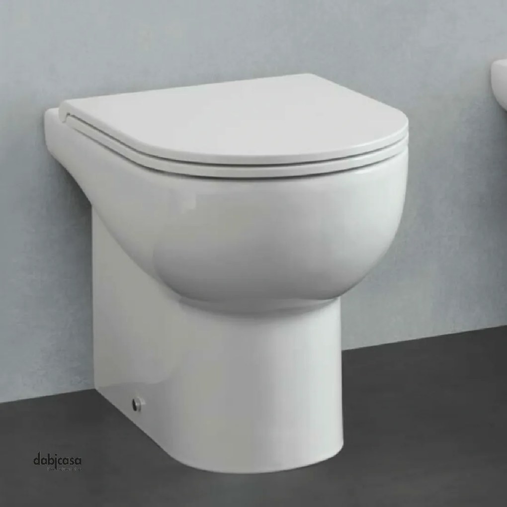 Azzurra Ceramica "Nuvola" Wc Da Terra Filo Muro Senza Brida Bianco Lucido