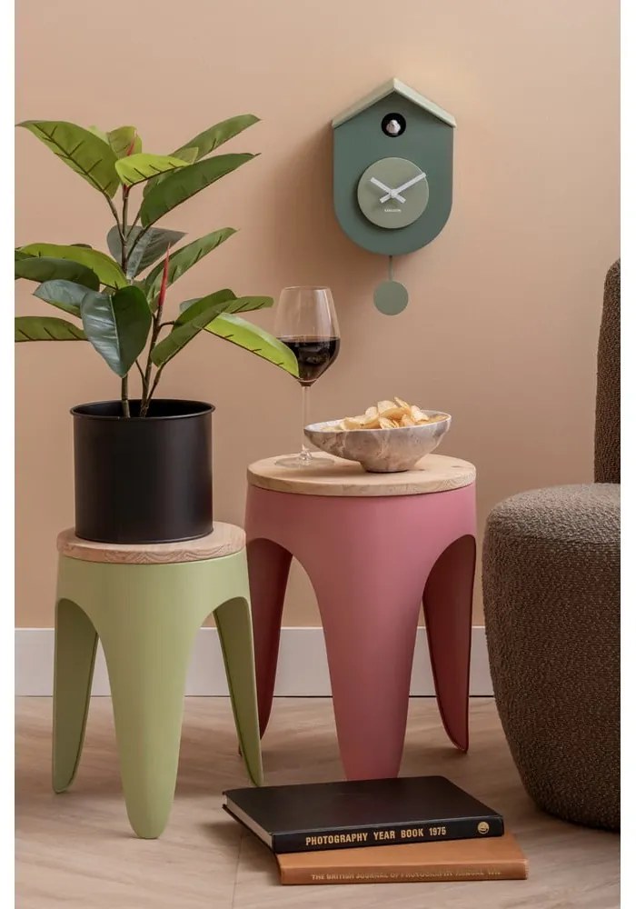 Set di sgabelli verdi/rosa in metallo 2 pz Double Funky – Leitmotiv