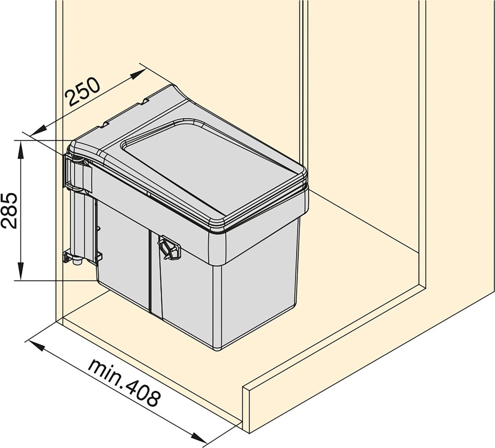 Pattumiera Differenziata per Anta Mobile Cucina 15L Apertura Automatica Emuca Grigio Antracite...