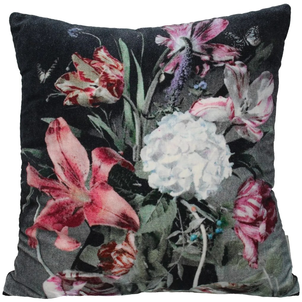 Cuscino 45x45 cm in velluto con fantasia floreale