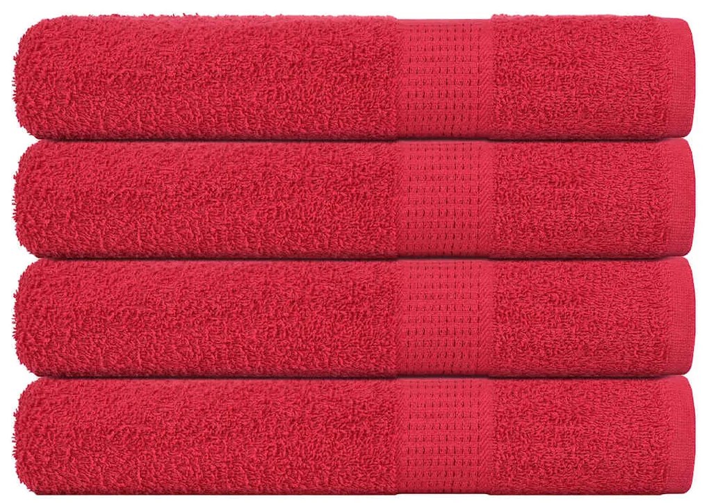 Asciugamani Per Sauna 4 Pz Rossi 80x200 Cm 360 G/m² 100% Cotone /