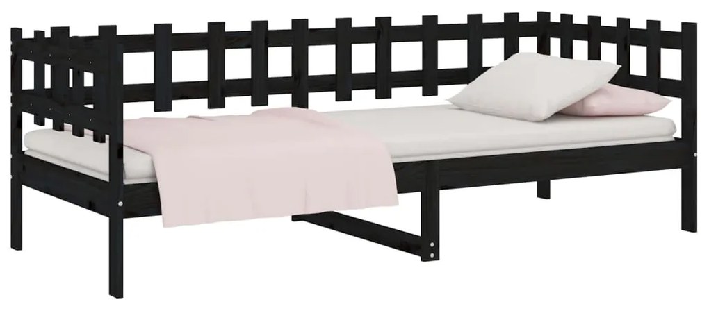 Dormeuse nera 90x190 cm in legno massello di pino