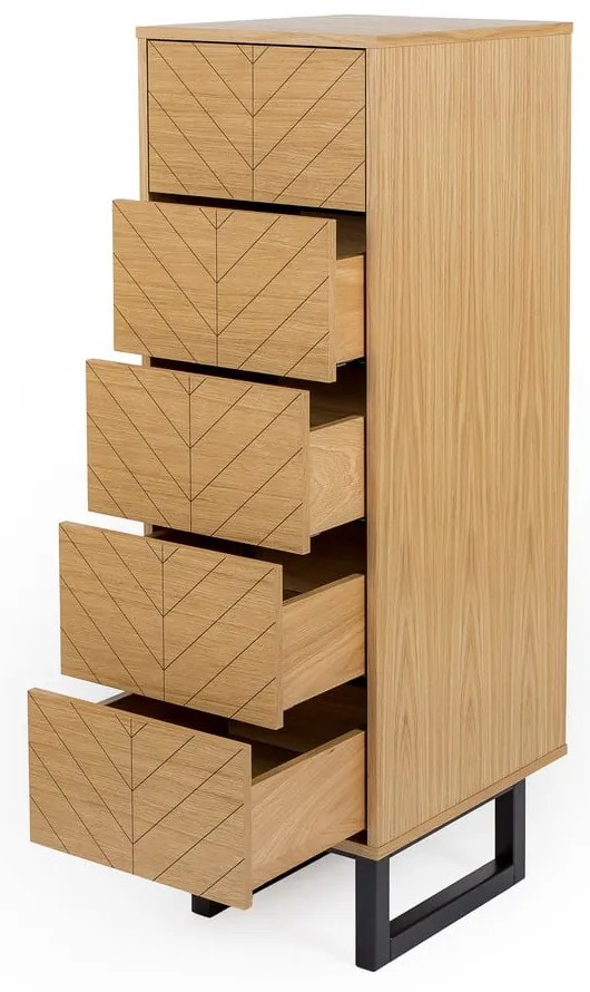 Cassettiera in rovere decorato, 40 x 123 cm Camden Herringbone - Woodman