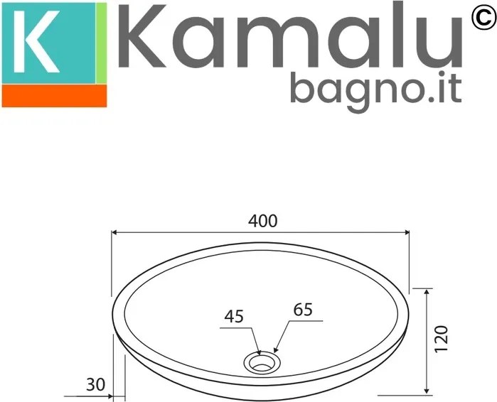 Lavabo in marmo colore crema 40cm con bordo arrotondato | Litos-SC40 - KAMALU