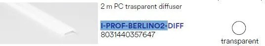 Diffusore trasparente per profilo berlino 200cm i-prof-berlino2-diff