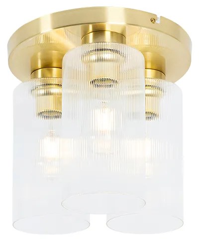 Plafoniera Art Déco dorata con vetro 3 luci - Laura