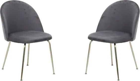 Sedia poltroncina in velluto Grigio Scuro con gambe in metallo Oro - PARIS 2 sedie