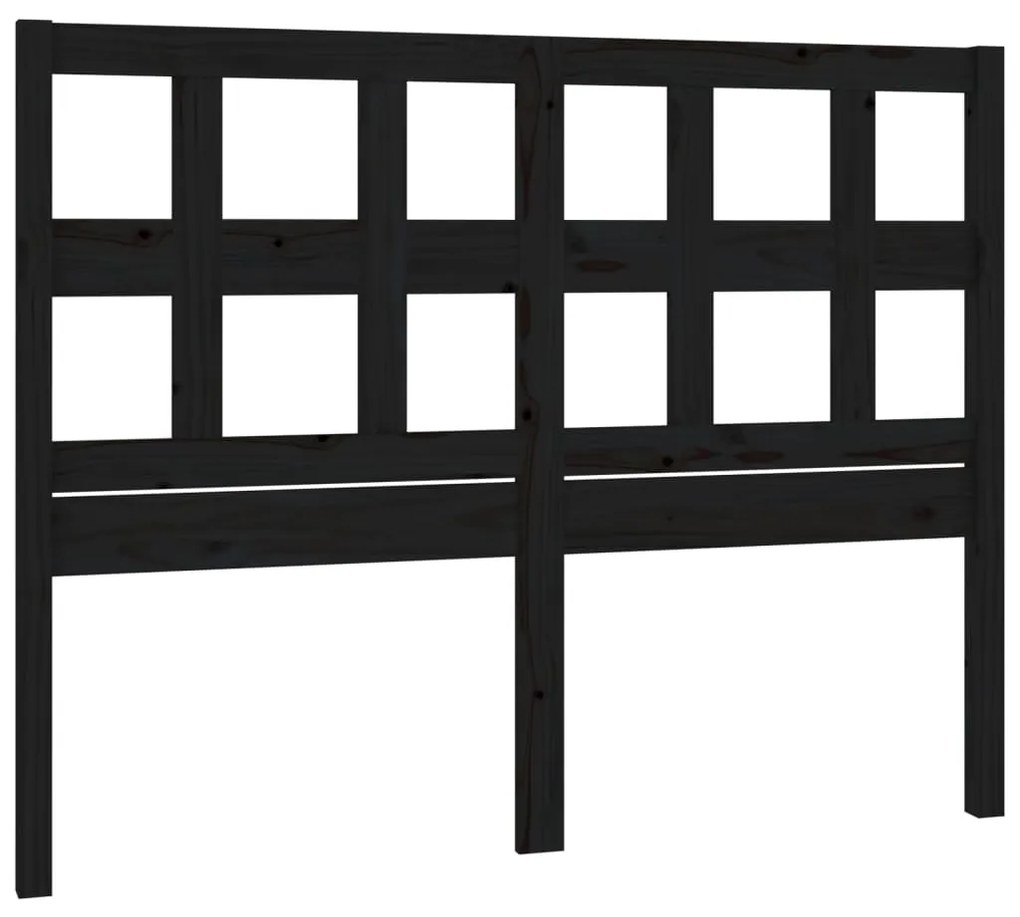 Testiera per letto nera 185,5x4x100cm in legno massello di pino