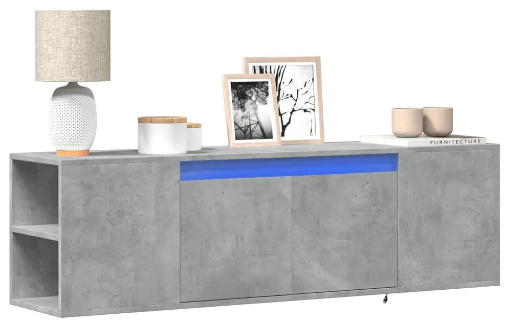 Mobile Tv A Parete Con Luci Led Grigio Cemento 135x31x39,5 Cm /
