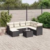 Set Divani da Giardino con Cuscini 8 pz Nero in Polyrattan 3263222