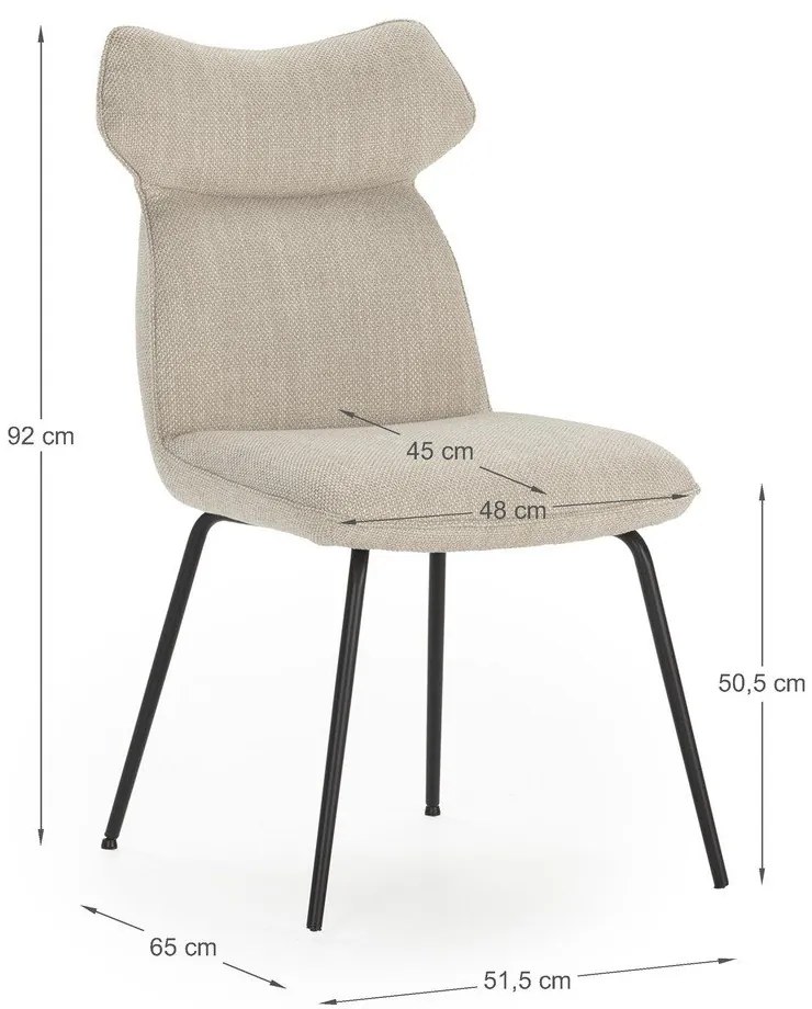 Set di 2 sedie da pranzo beige Dara - Marckeric