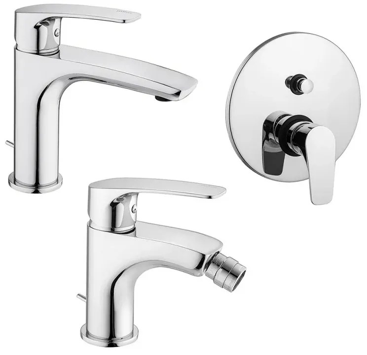 Set miscelatori Paffoni Lime lavabo bidet e doccia incasso con deviatore