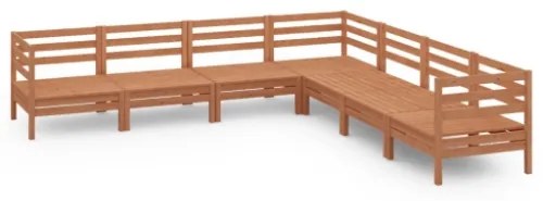 Set Divani da Giardino 7 pz in Legno Massello di Pino Miele