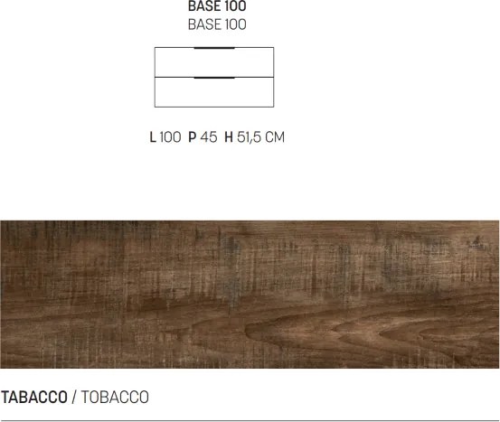 Mobile bagno sospeso con doppio cassetto BALI 100 cm Tabacco