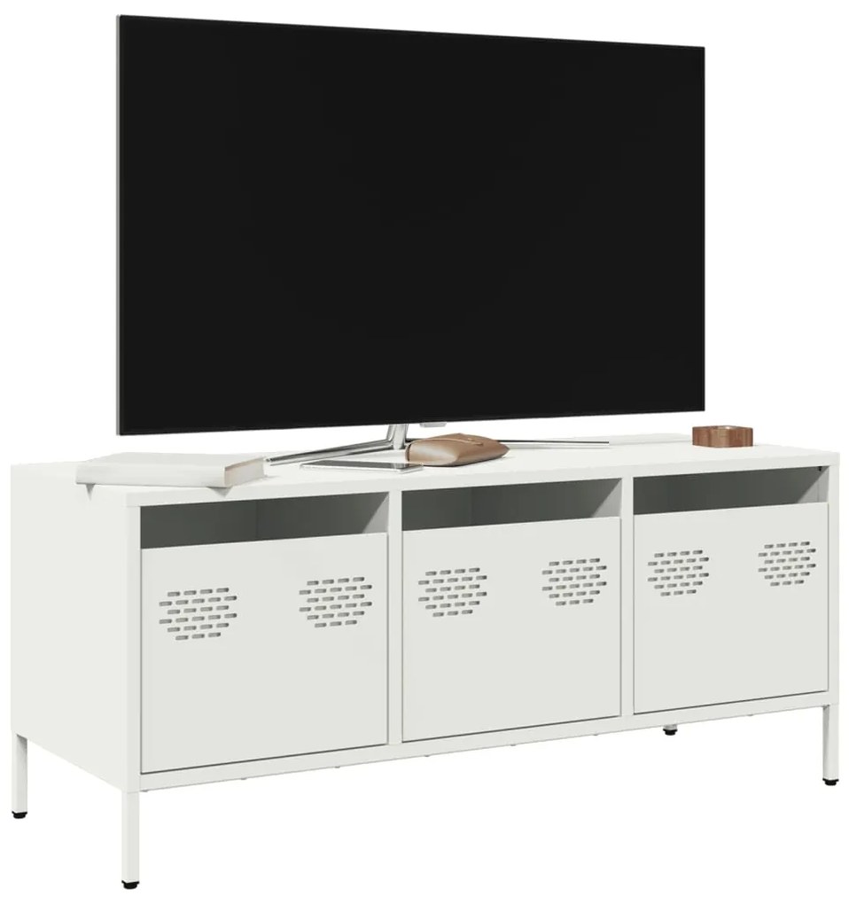 Mobile Tv Bianco 101,5x39x43,5 Cm İn Acciaio Laminato A Freddo /