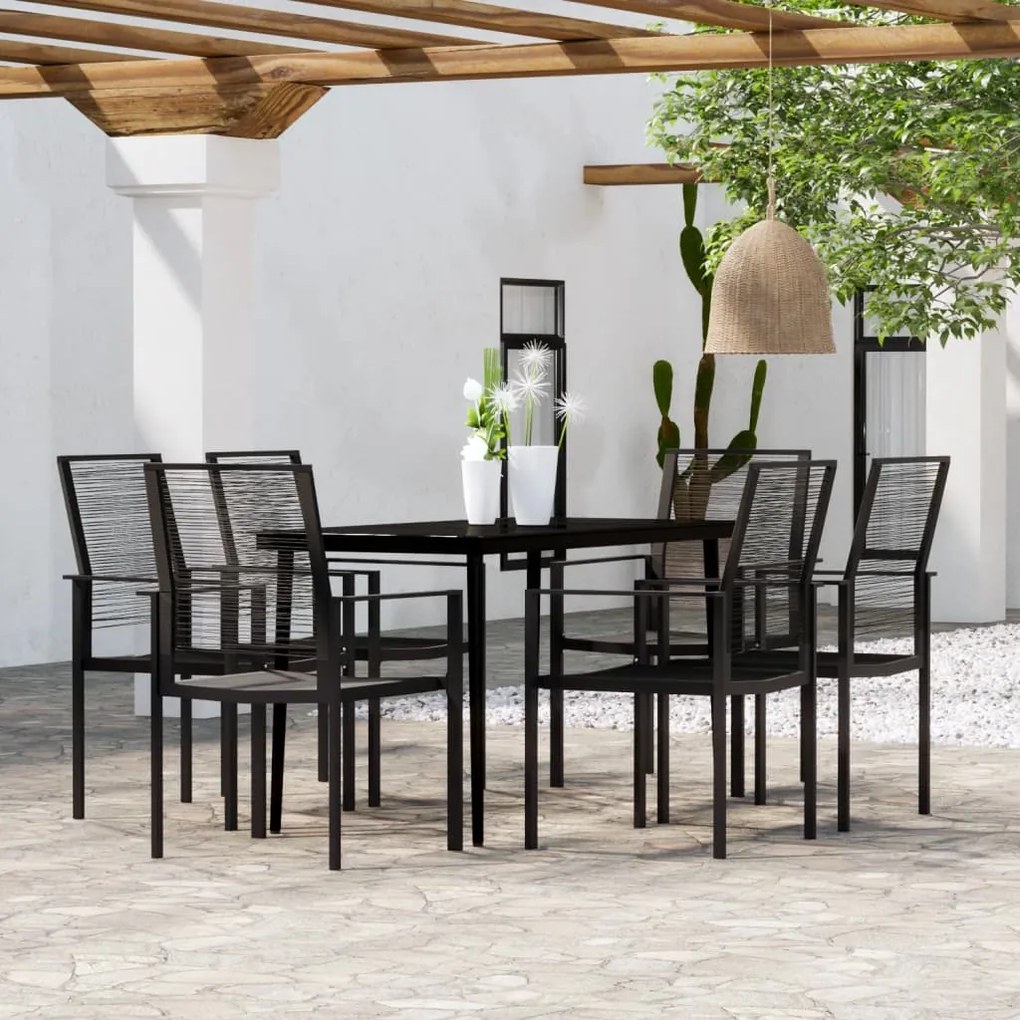 Set da pranzo da giardino 7 pz nero