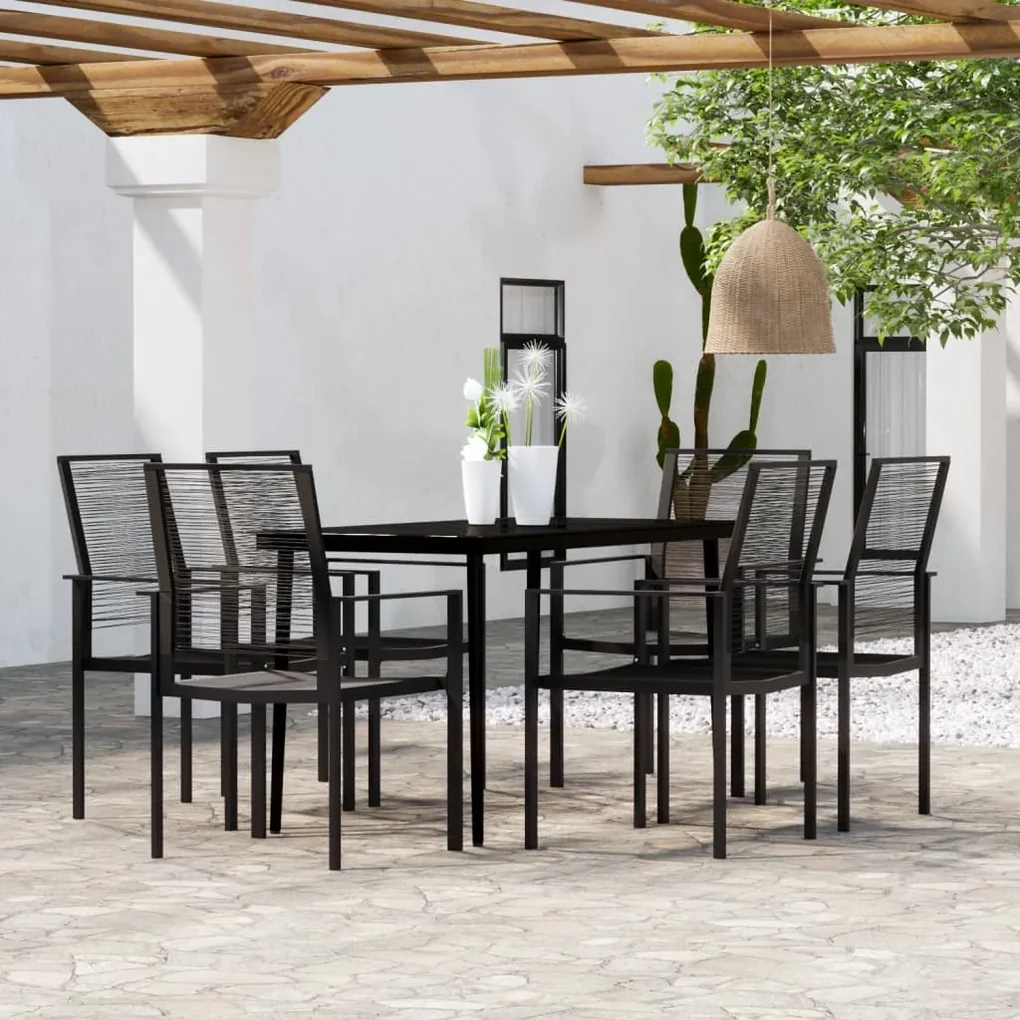 Set da pranzo da giardino 7 pz nero