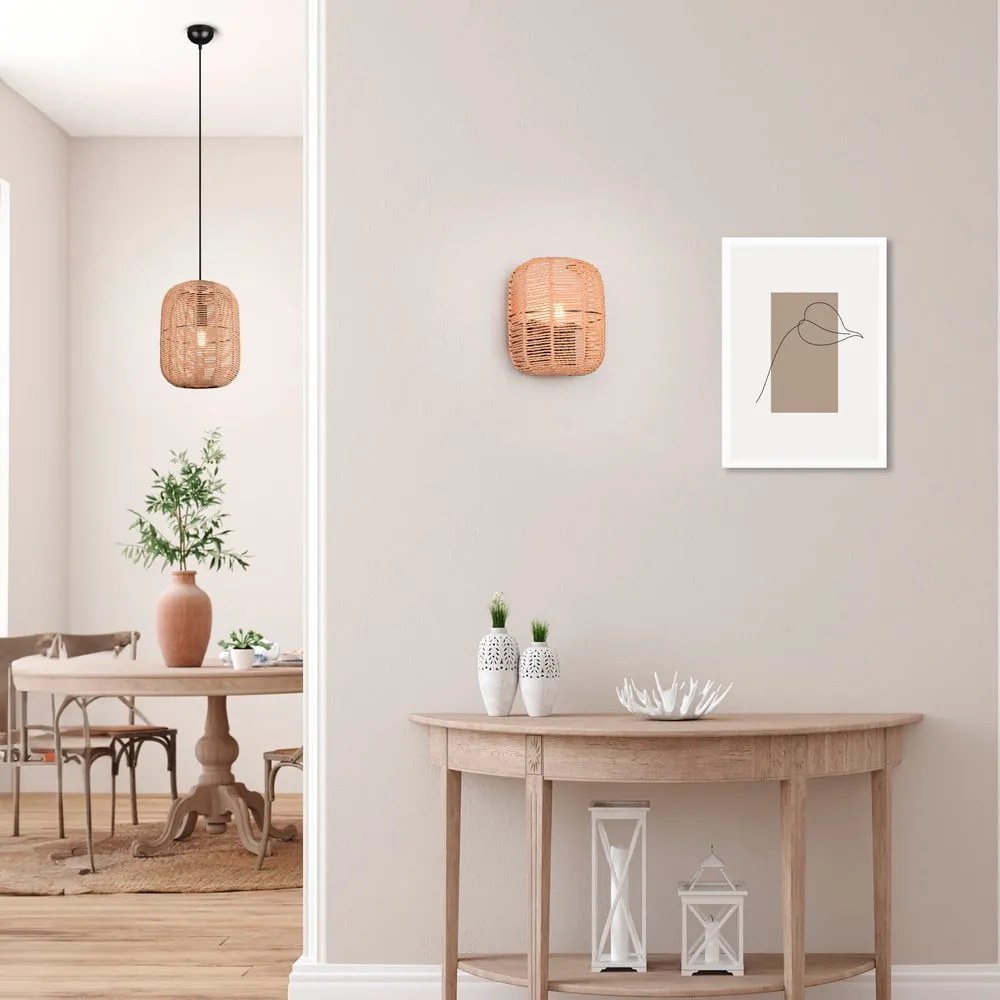 Lampadario marrone chiaro con paralume in tessuto ø 25 cm Runa - Trio