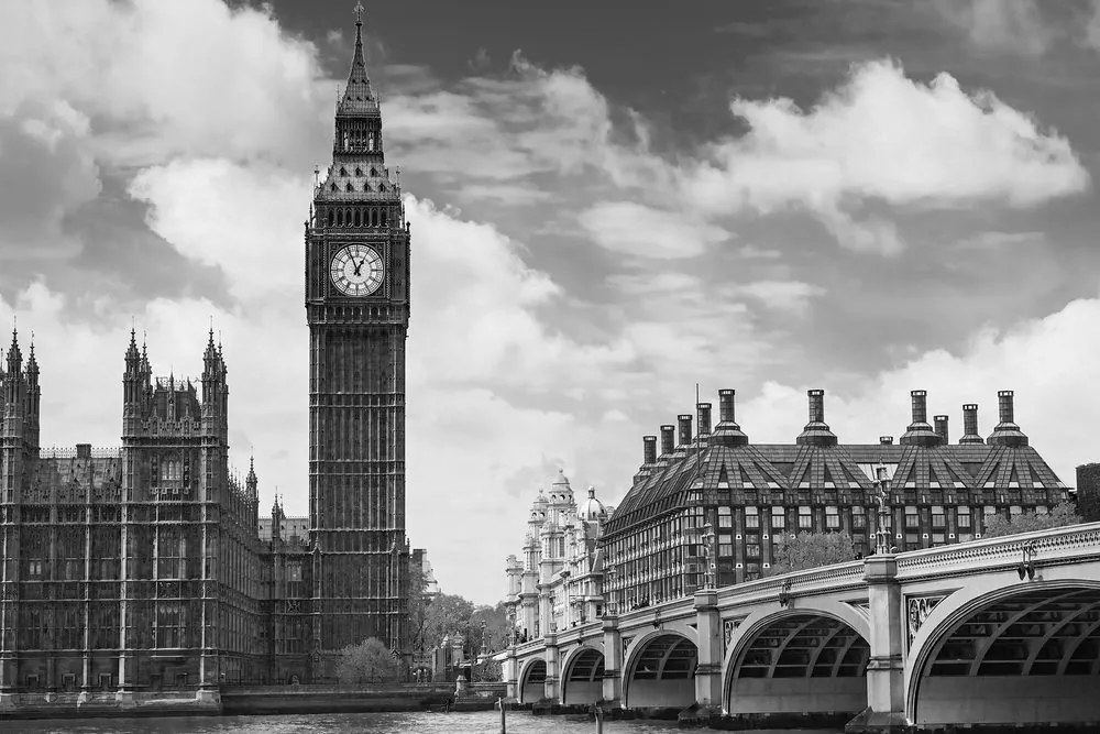 Stampa su tela – Big Ben a Londra in bianco e nero