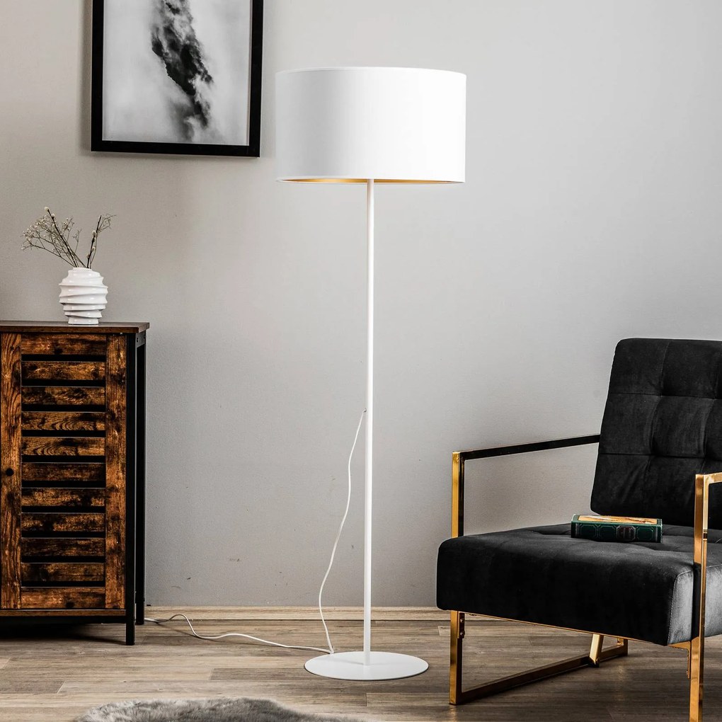 Duolla Piantana Roller, bianco/oro, altezza 145 cm