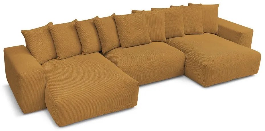 Divano angolare color senape con rivestimento in velluto a coste Voltaire – Bobochic Paris