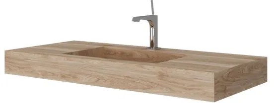 Lavabo a incasso rettangolare vasca centrale IDEEA L 100 x H 12 cm in legno beige opaco