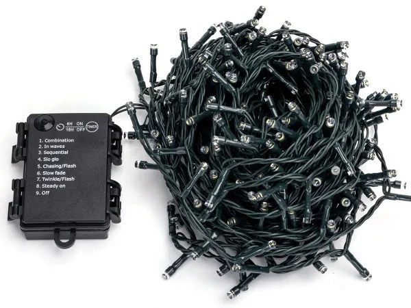 Aigostar - Catena LED natalizia da esterno 300xLED/8 funzioni 15,3m IP44 bianco freddo