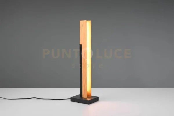 Kerala lampada da tavolo led legno naturale e metallo nero dimmerab...
