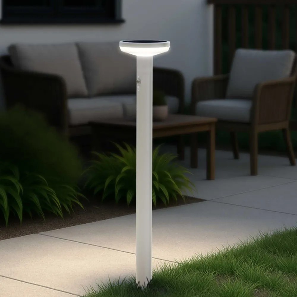 Paletto da giardino Solare Bianco 80cm con Sensore Mov. e Picchetto Colore  Bianco Naturale 4.000K