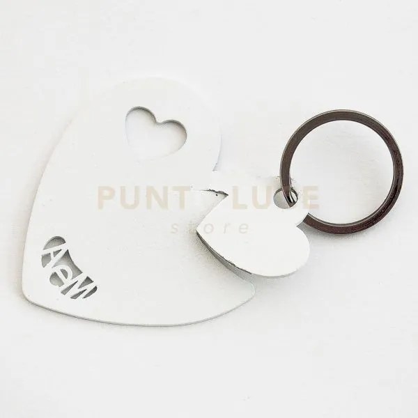 Portachiavi di design cuori bianco