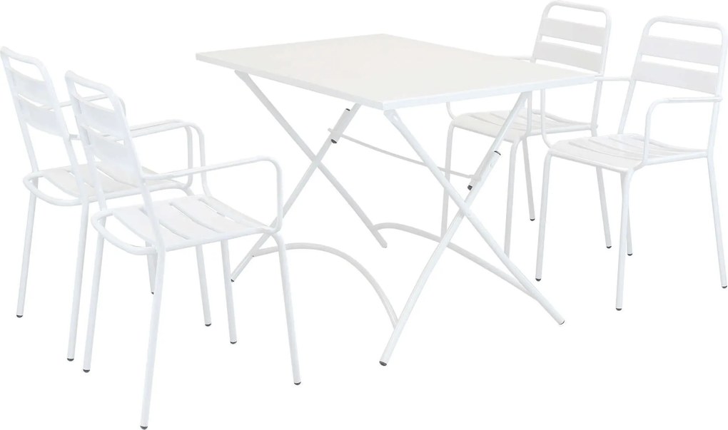 ROMANUS - set tavolo in metallo cm 110 x 70 x 72 h con 4 poltrone Romanus