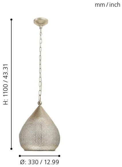 Eglo 49768 - Lampada a sospensione MELILLA 1xE27/60W