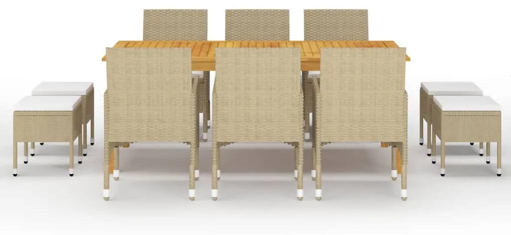 Set mobili da pranzo per giardino 11 pz beige