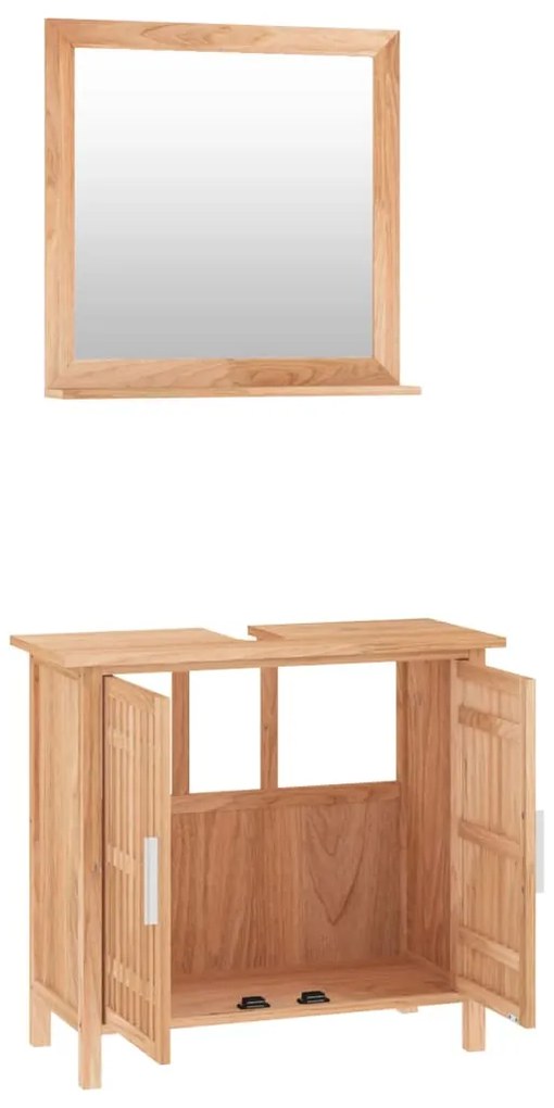Set mobili da bagno 2pz in legno massello di noce