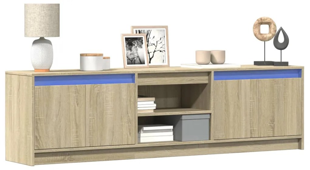 Mobile Porta Tv Con Led Rovere Sonoma 180x34x50cm İn Truciolato /
