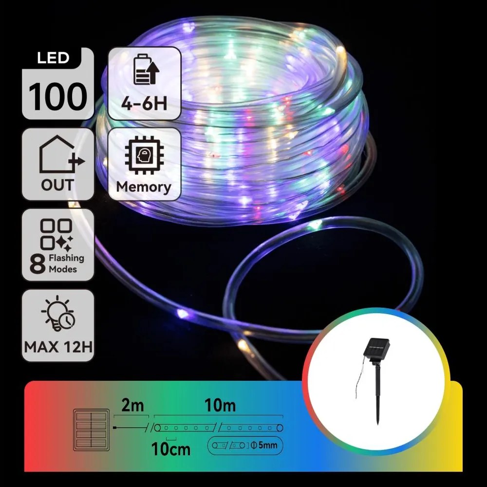 Aigostar - Catena luminosa solare LED 100xLED/8 funzioni 12m IP65 multicolore